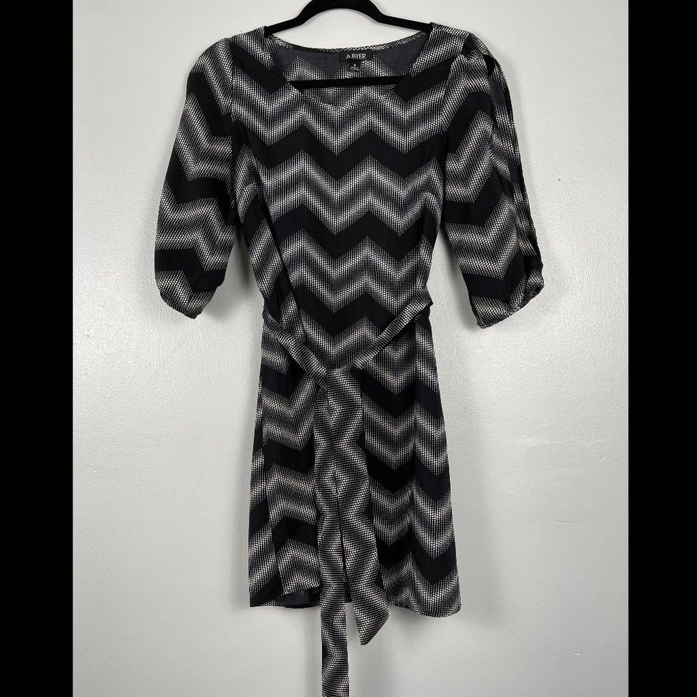 A. Byer Silky Chevron Op Art Dress